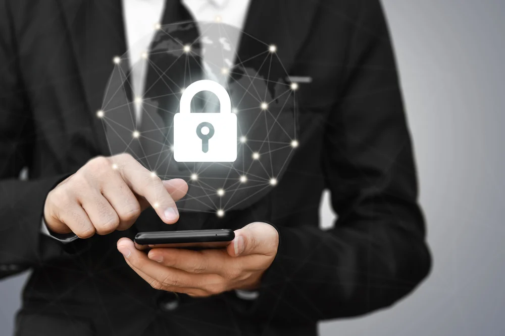 A person using a secure network to access mental health care services